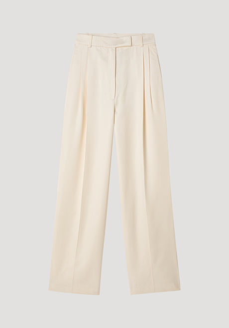 High-waist satin trousers | cream