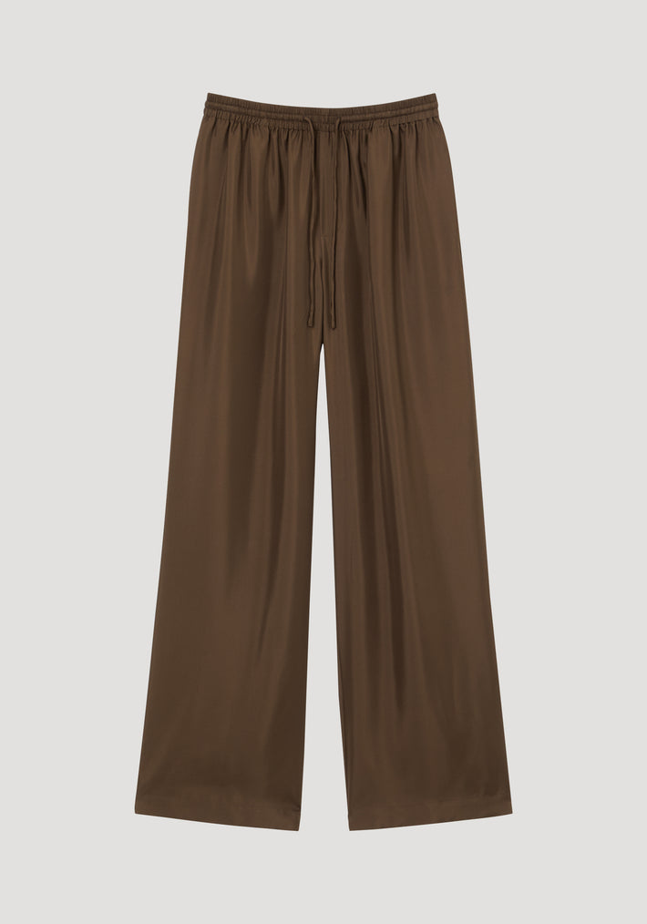 Wide leg silk trousers | forest