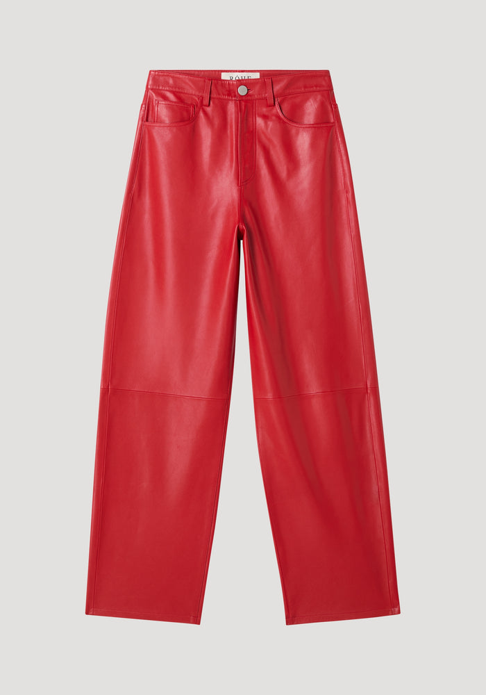 Baggy leather trousers | rosso