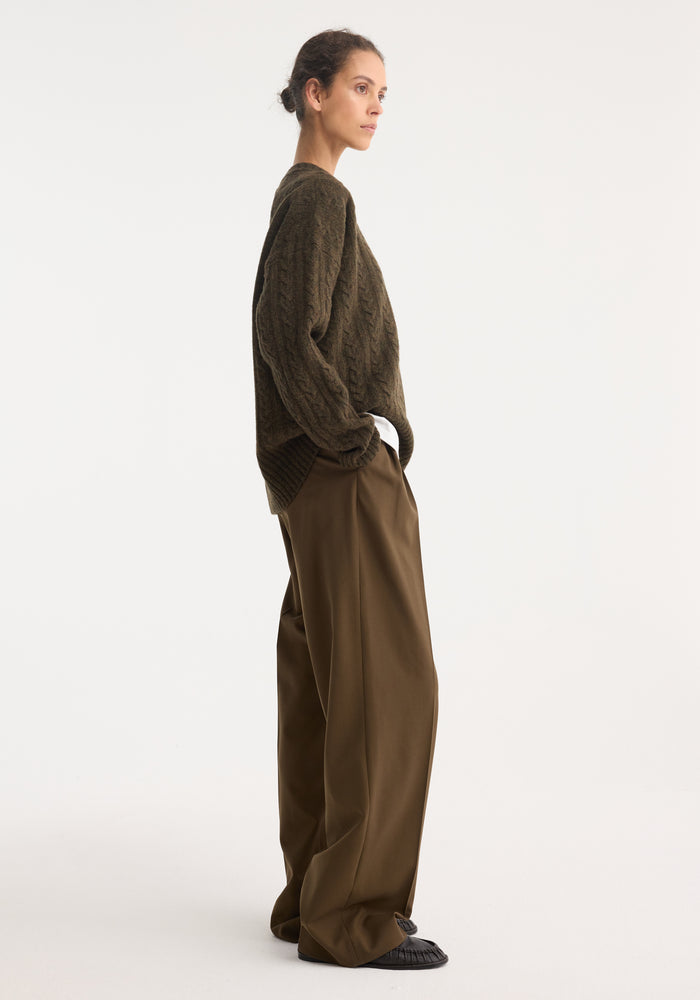 Cable knit jumper | forest melange
