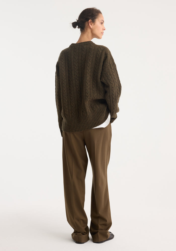 Cable knit jumper | forest melange
