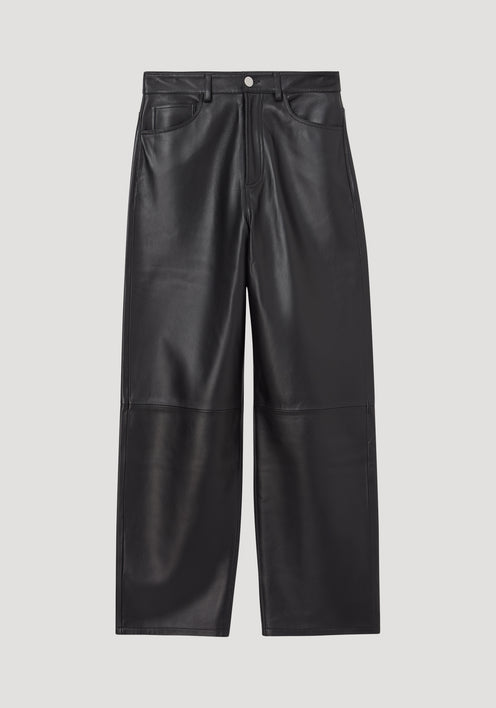 Baggy leather trousers | black