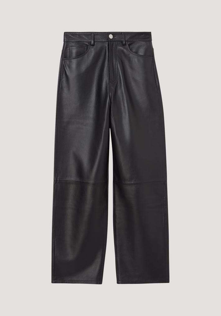Baggy leather trousers | black