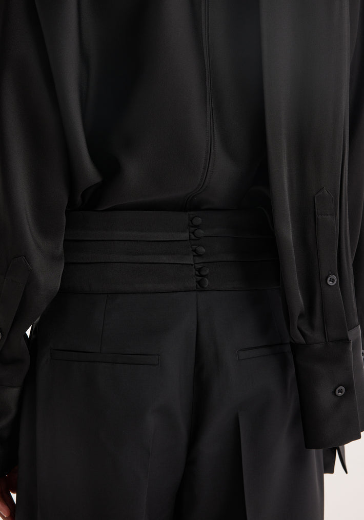 Satin cumberband trousers | black