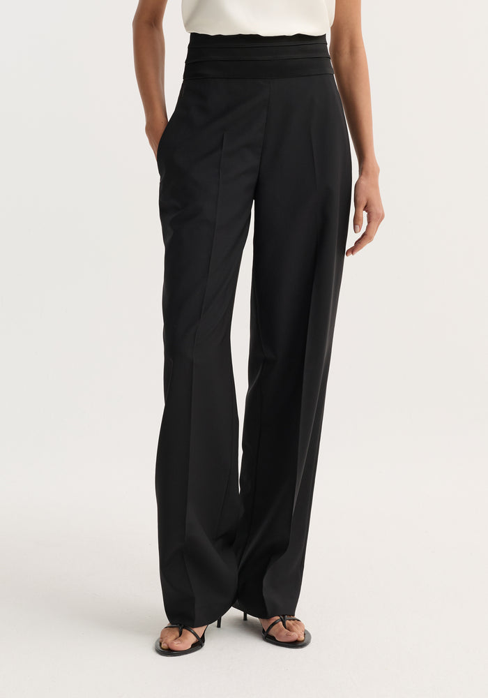 Satin cumberband trousers | black
