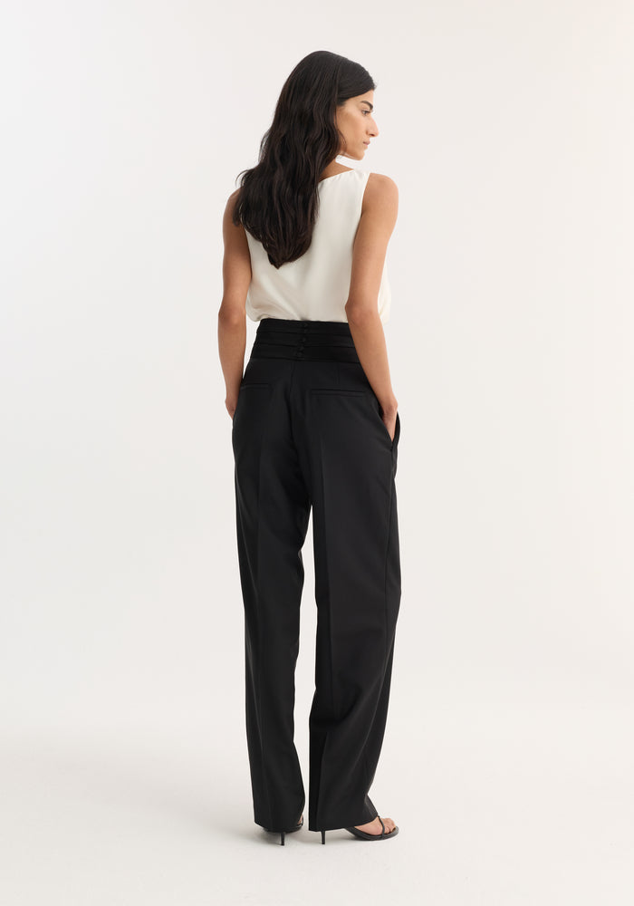 Satin cumberband trousers | black