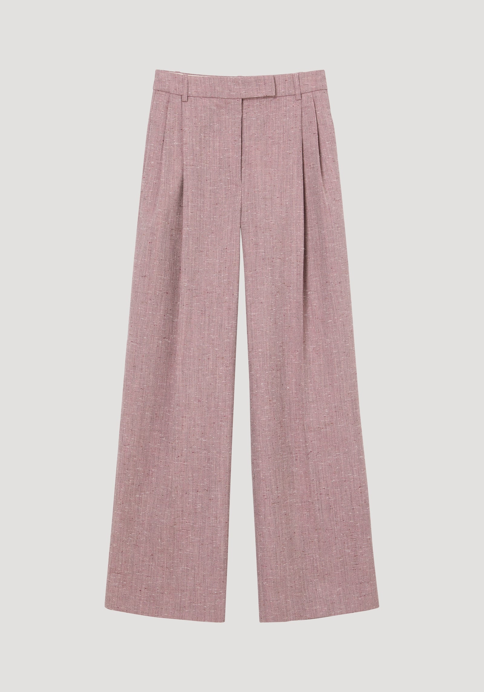 Mid-waist tweed trousers | mauve melange