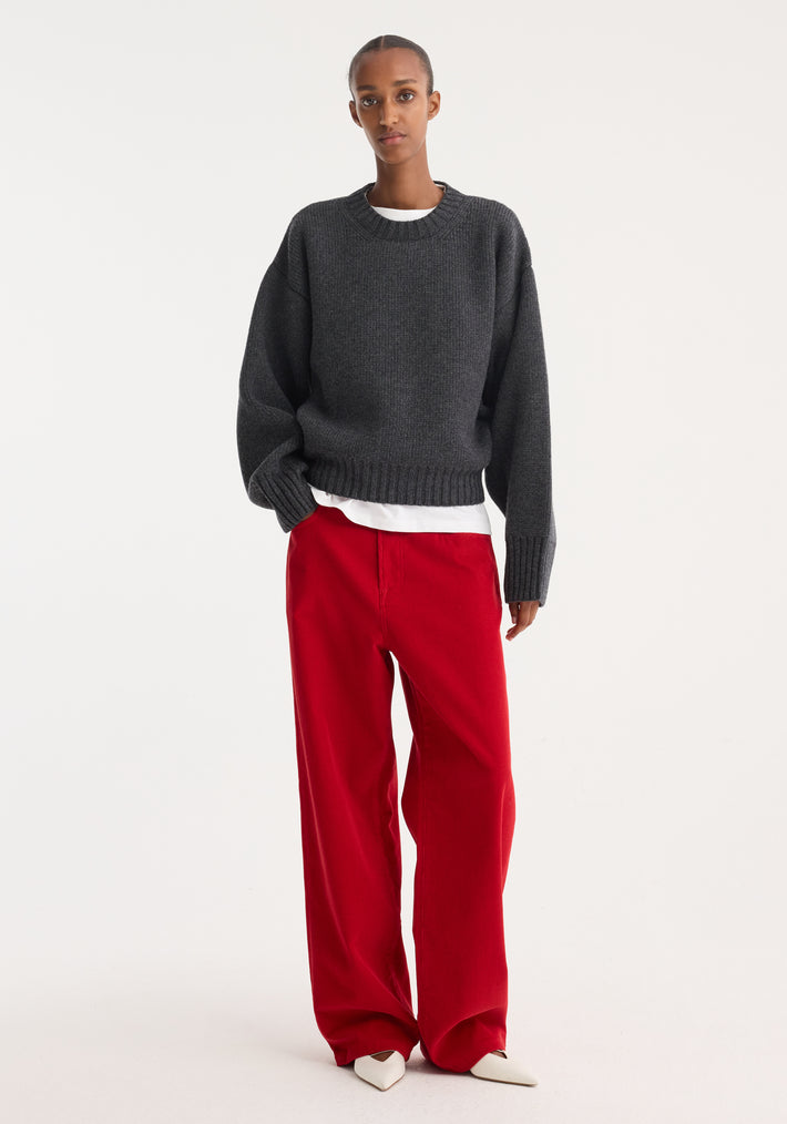Sculptural compact crewneck | mid grey melange