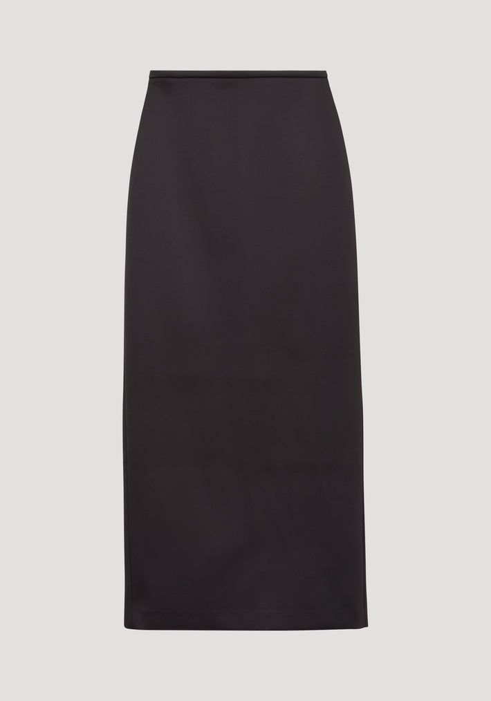 Column satin skirt | black