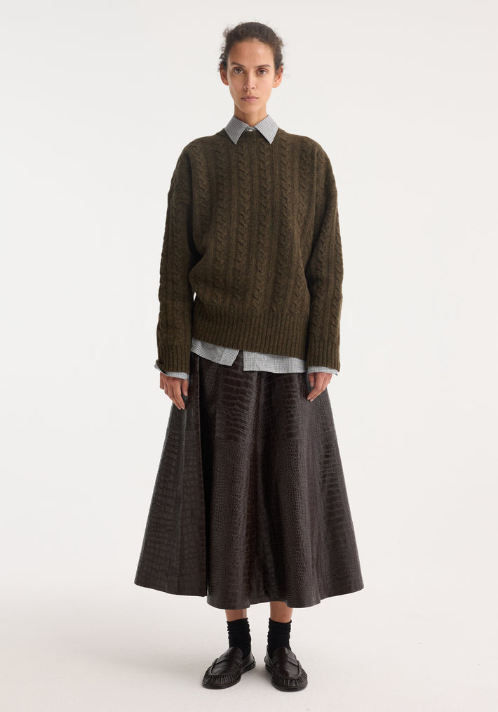 A-line croco skirt | mahogany