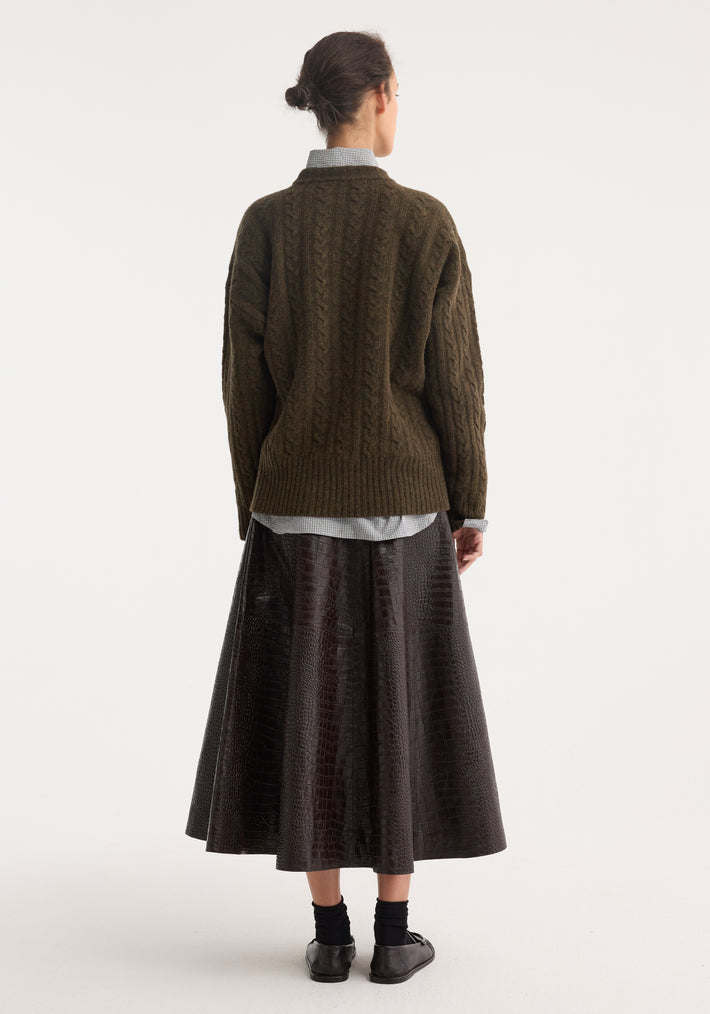 A-line croco skirt | mahogany