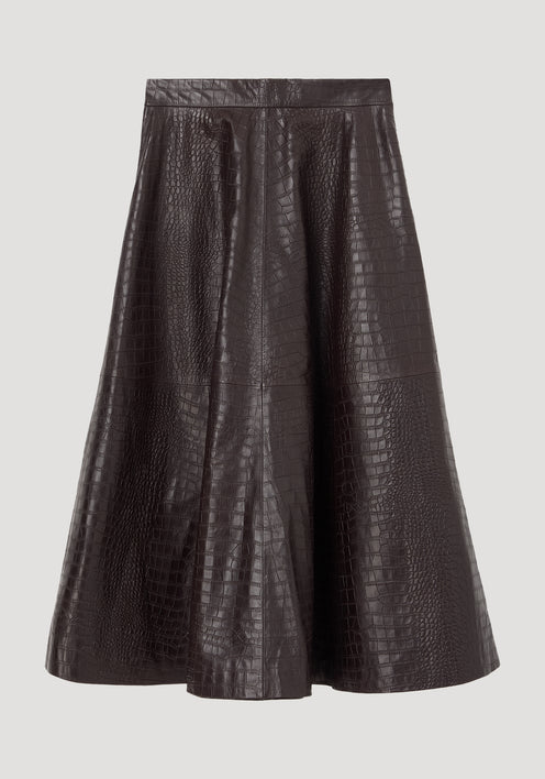 A-line croco skirt | mahogany