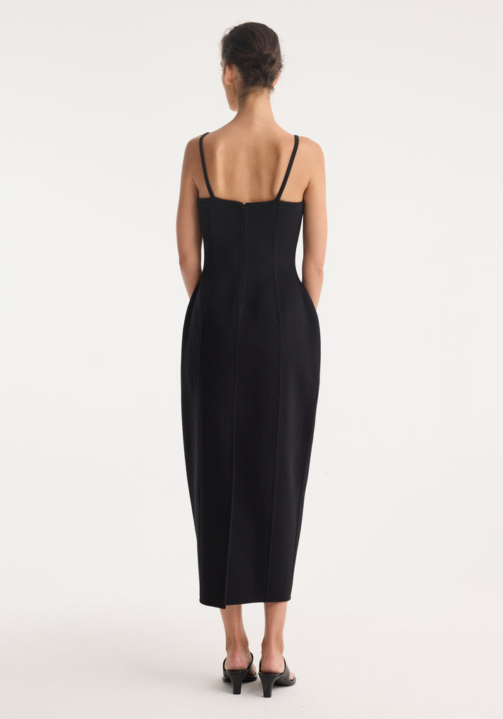 Sculptural double-faced dress | black
