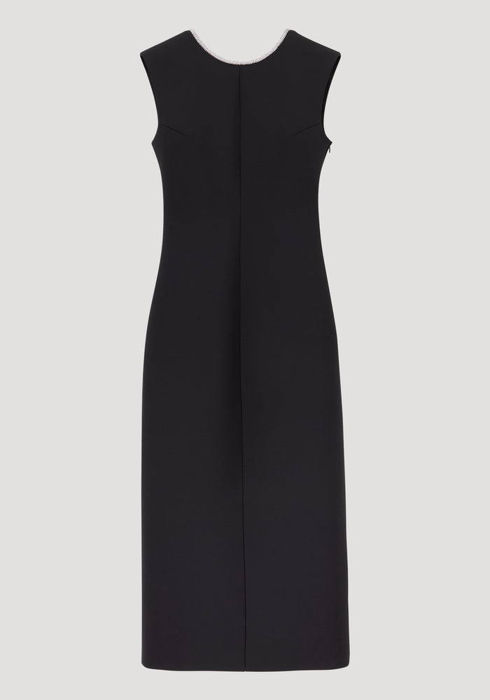 Open back appliqué dress | black