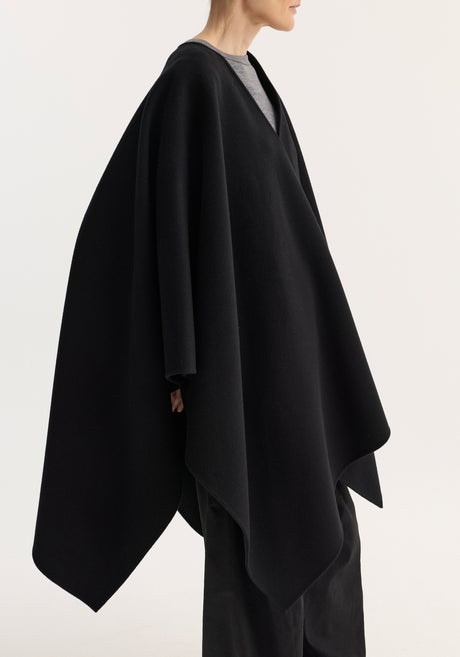 Draped scarf poncho | black