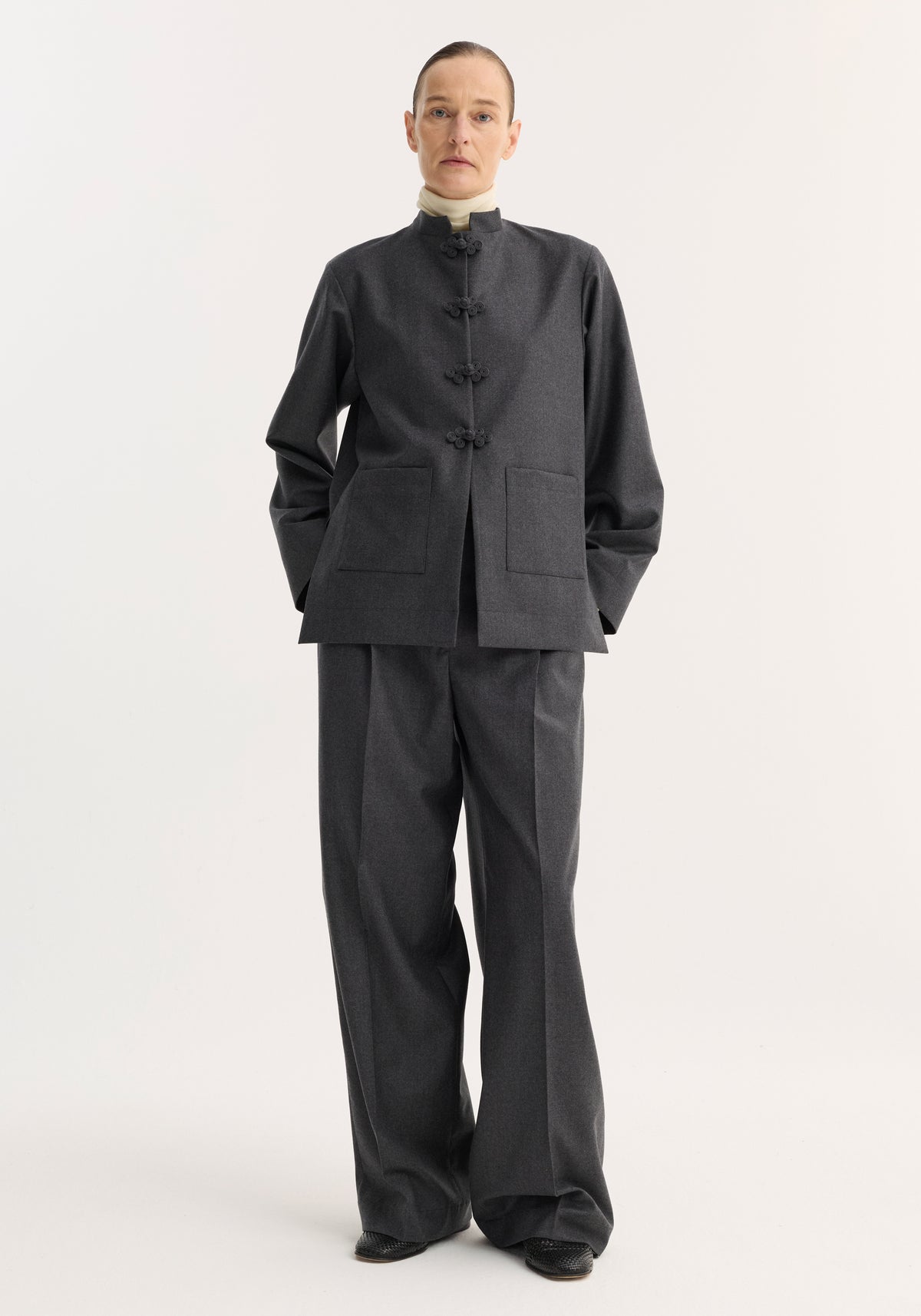 Pankou closure jacket | dark grey melange