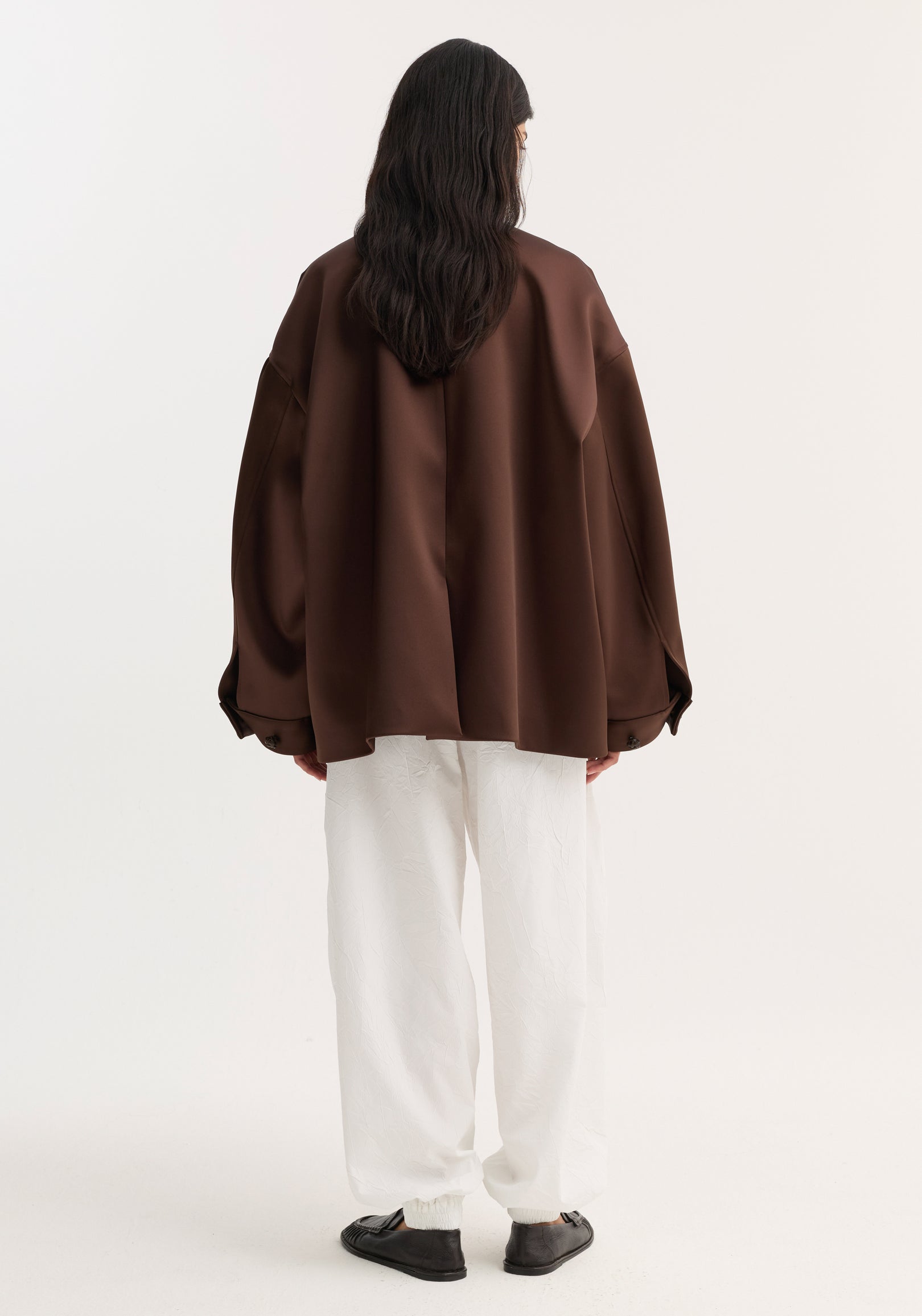 Western heavy satin jacket | espresso