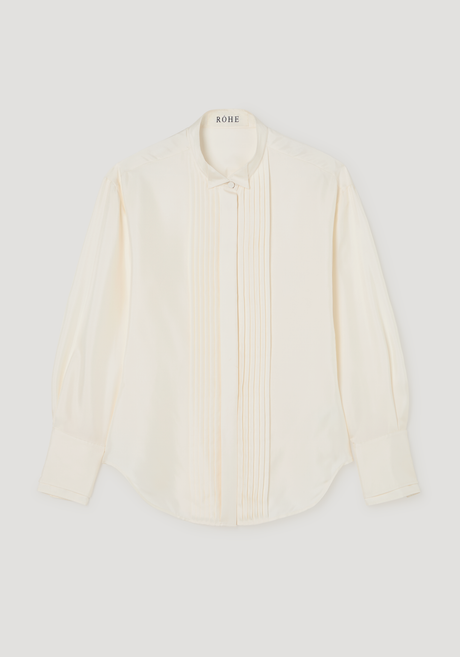 Shaped tuxedo silk shirt | cream