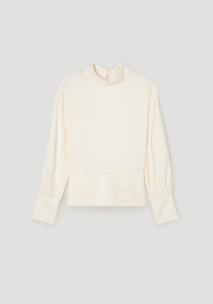 Tuxedo silk top | cream