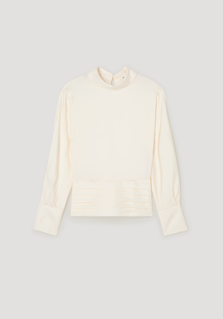Tuxedo silk top | cream