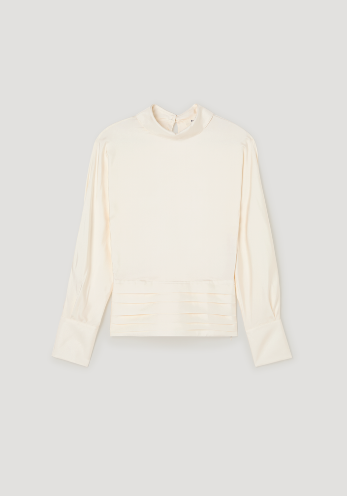 Tuxedo silk top | cream
