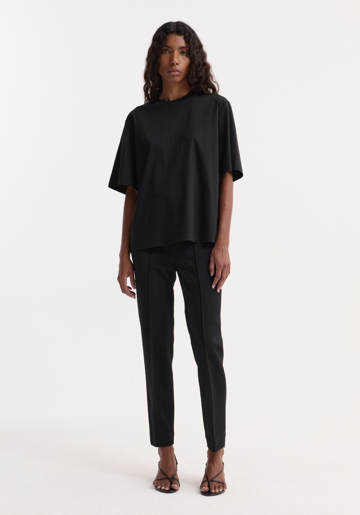 Oversized cotton silk t-shirt | black