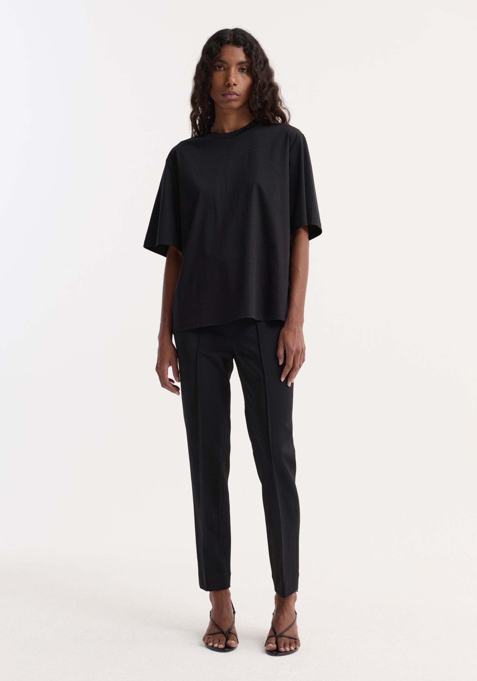 Oversized cotton silk t-shirt | black