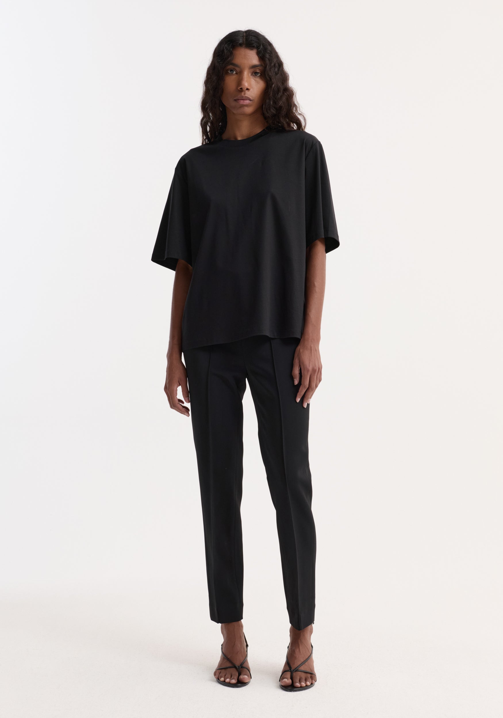 Oversized cotton silk t-shirt | black