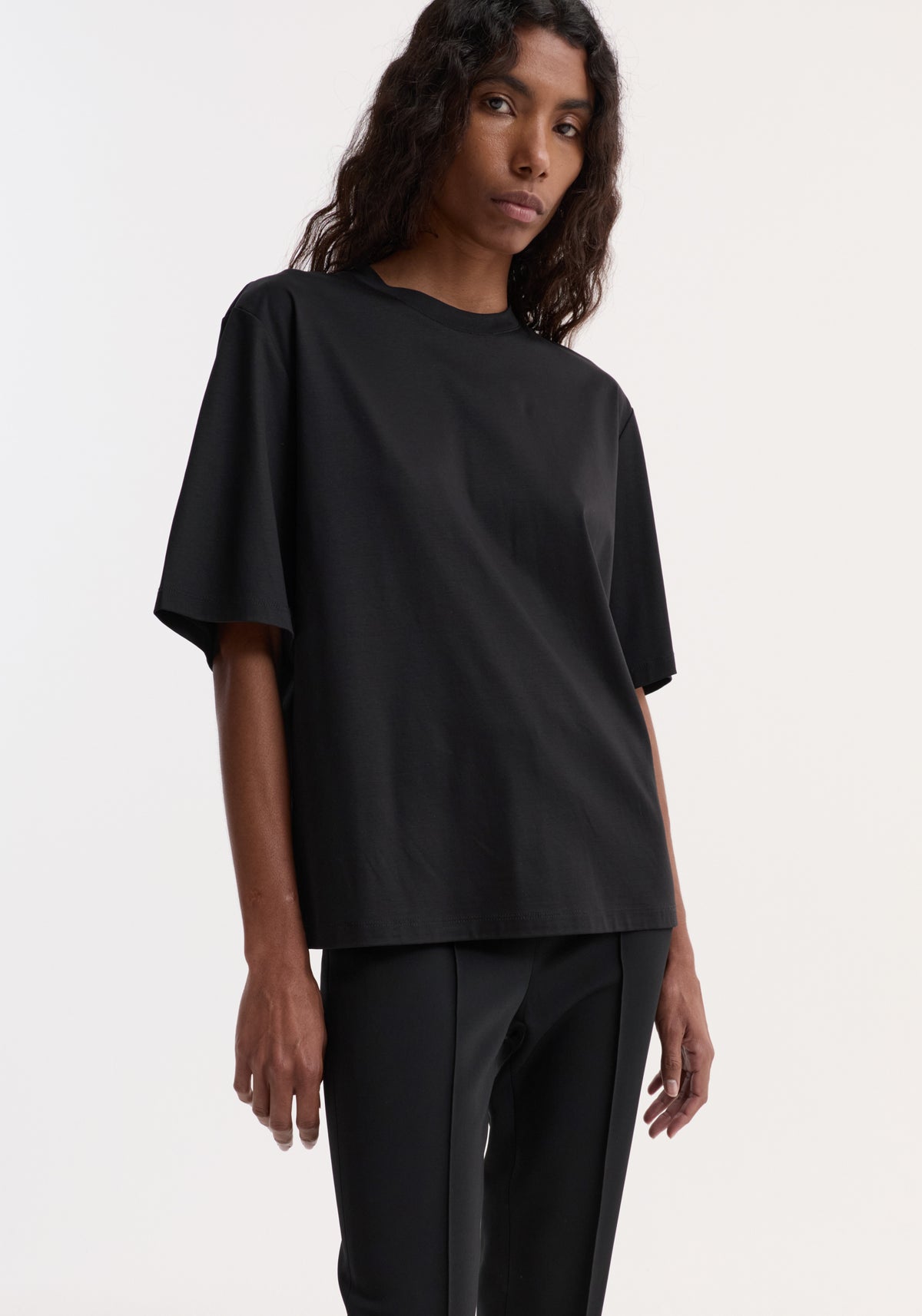 Oversized cotton silk t-shirt | black