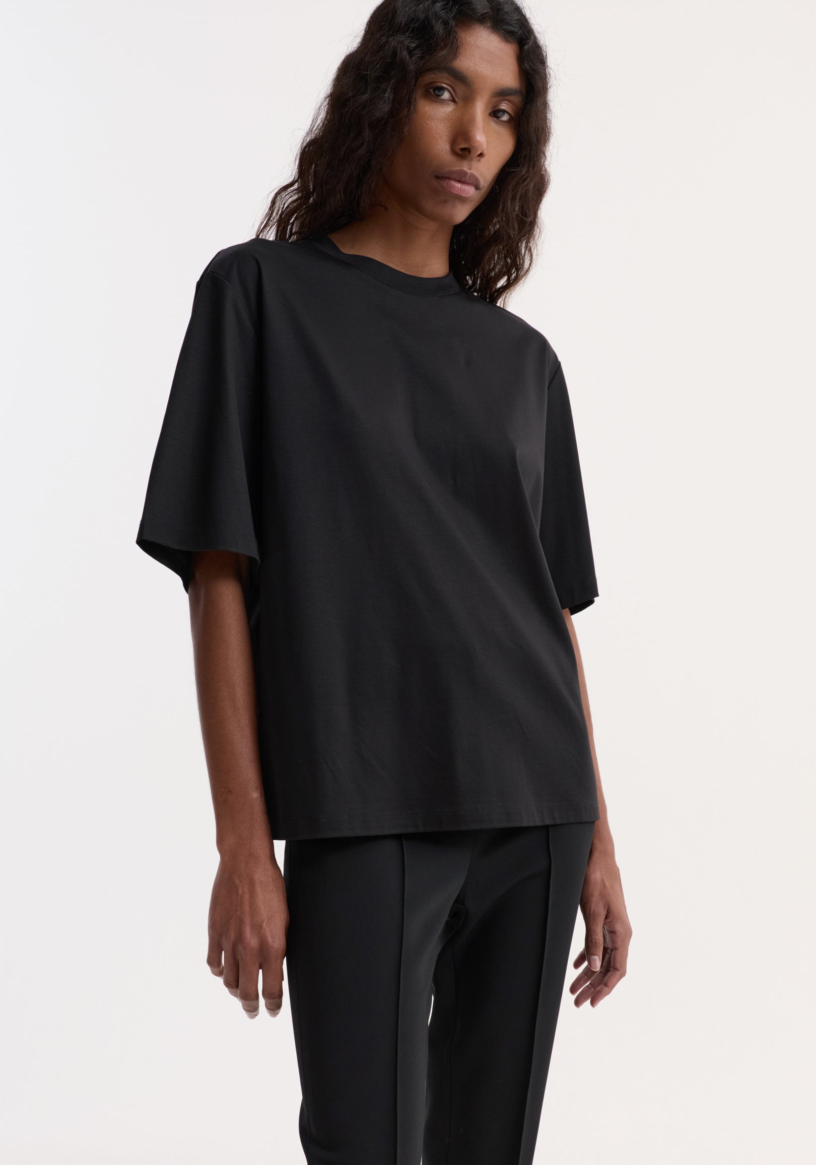 Oversized cotton silk t-shirt | black