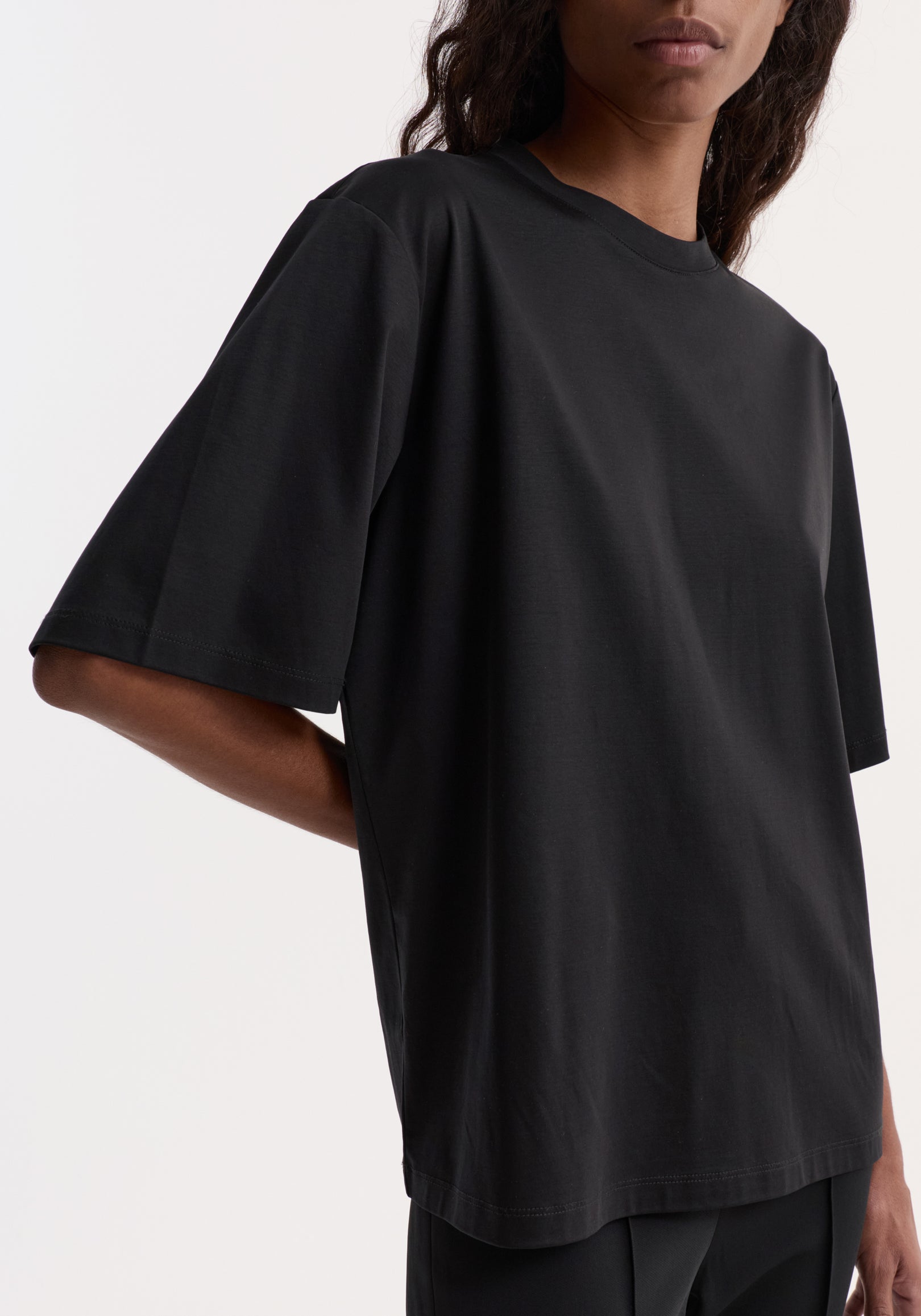 Oversized cotton silk t-shirt | black