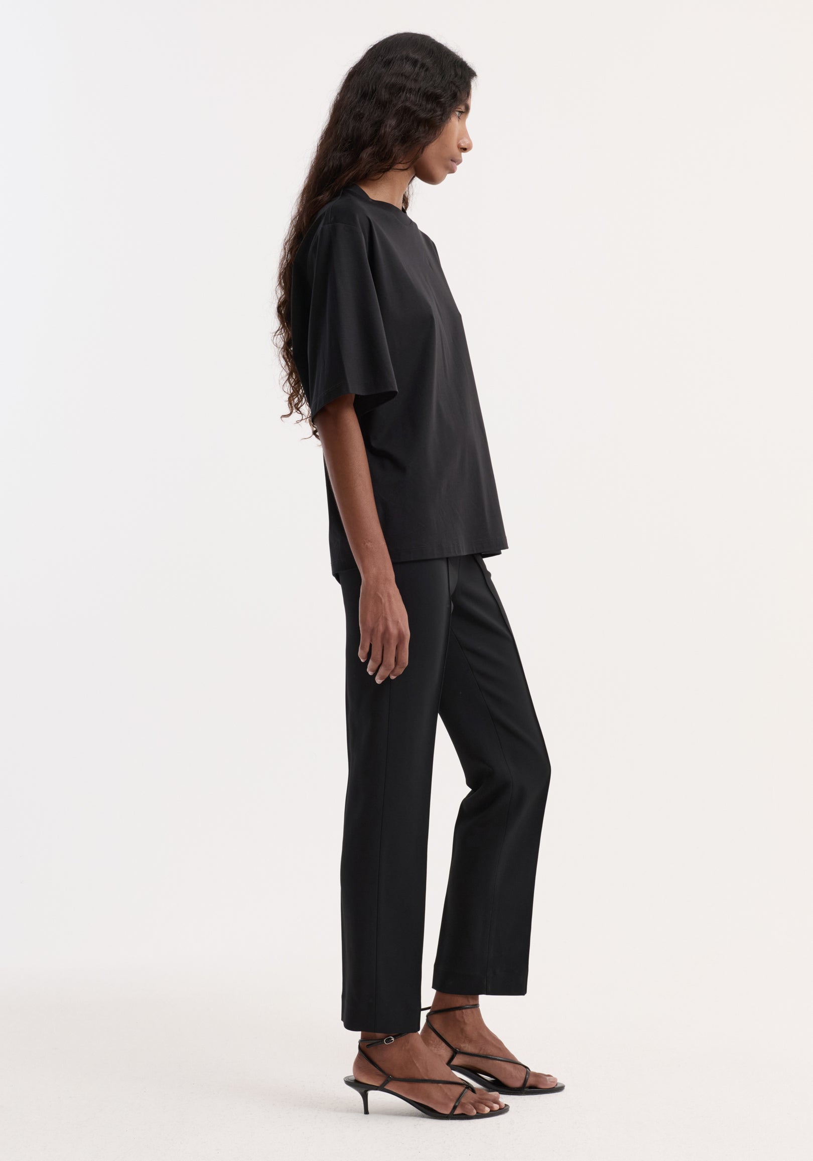 Oversized cotton silk t-shirt | black