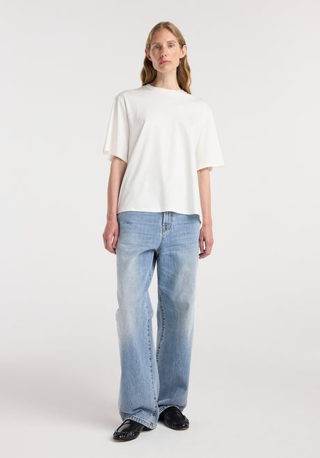 Oversized cotton silk t-shirt | off white