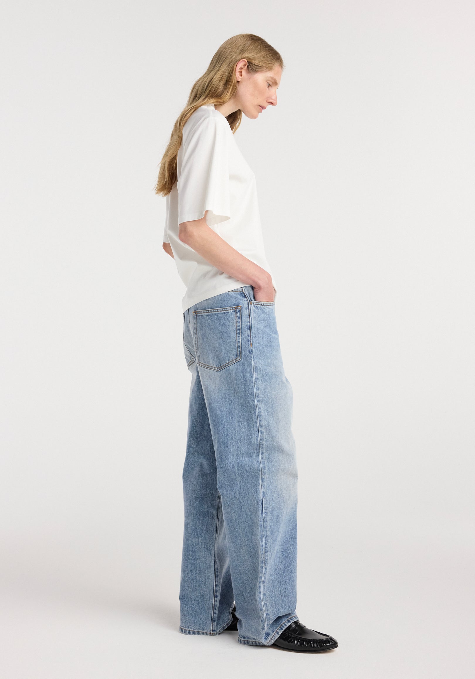 Oversized cotton silk t-shirt | off white