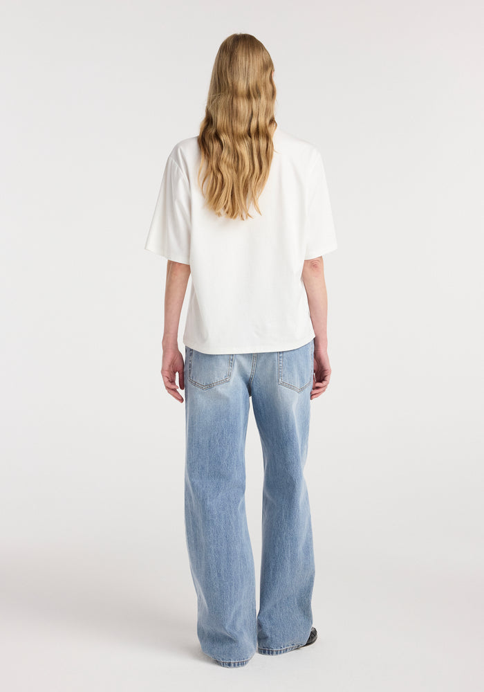 Oversized cotton silk t-shirt | off white