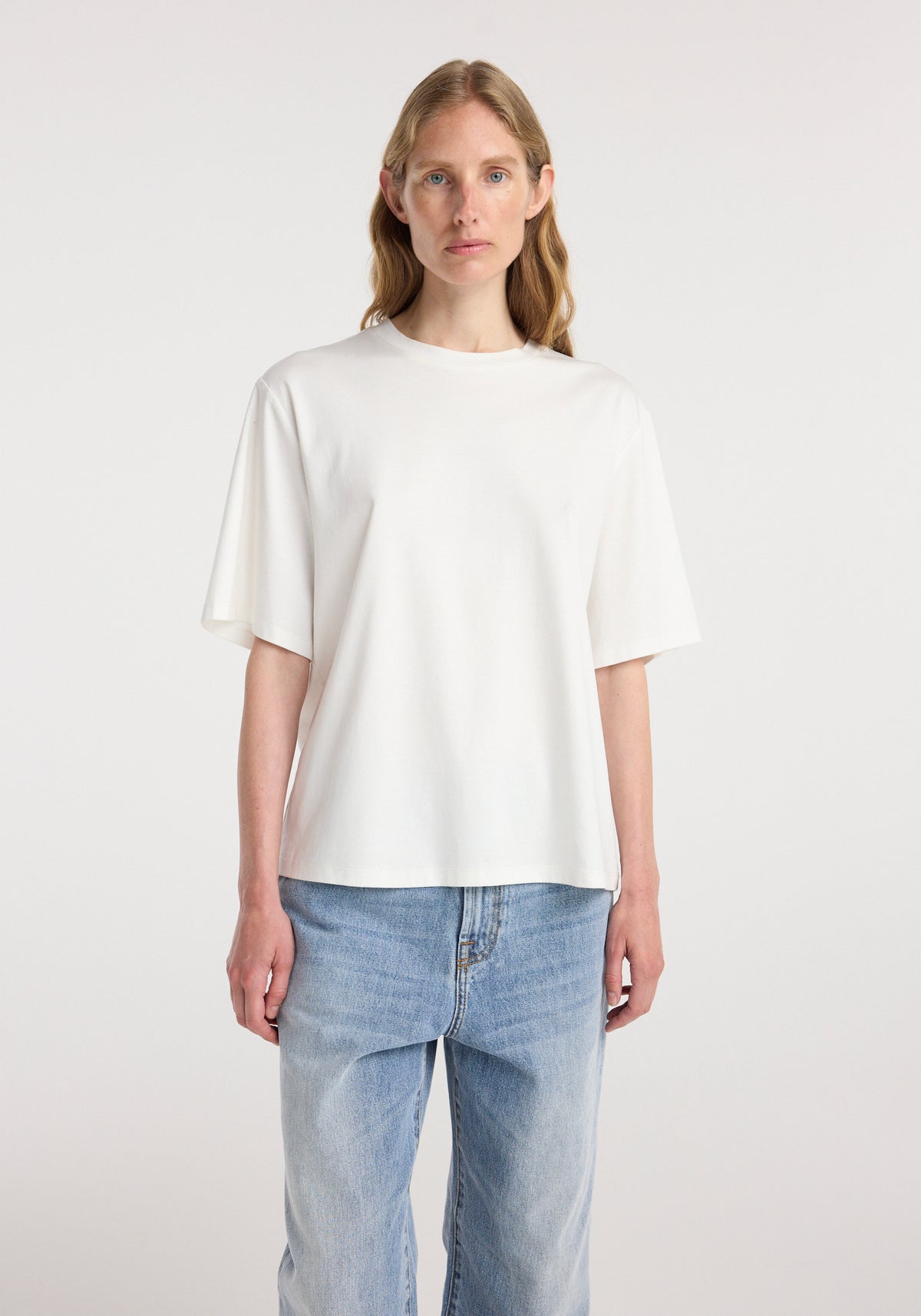 Oversized cotton silk t-shirt | off white