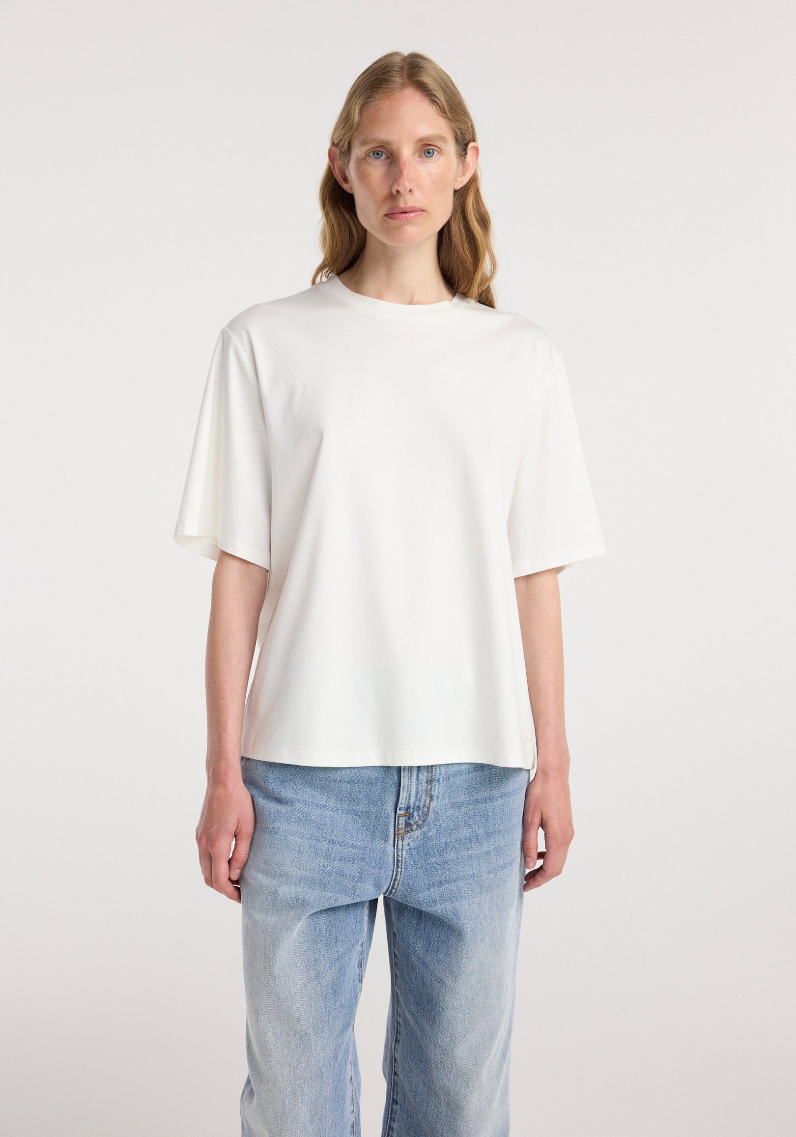 Oversized cotton silk t-shirt | off white