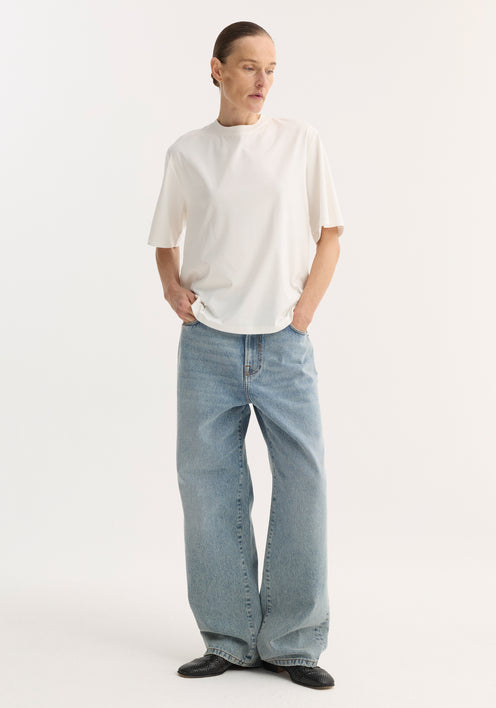Oversized cotton silk t-shirt | off white