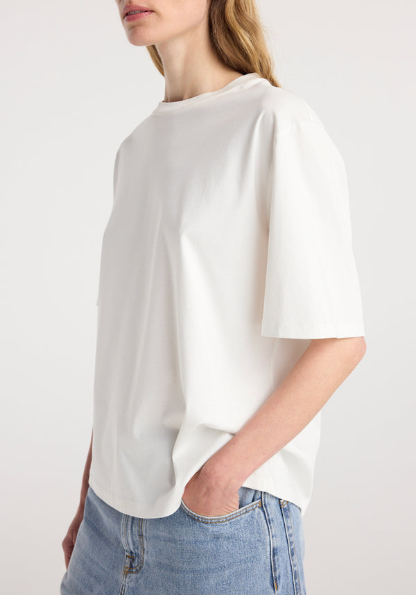 Oversized cotton silk t-shirt | off white