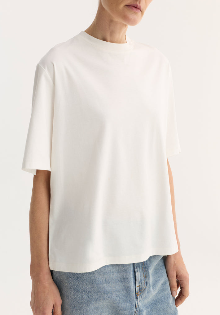 Oversized cotton silk t-shirt | off white
