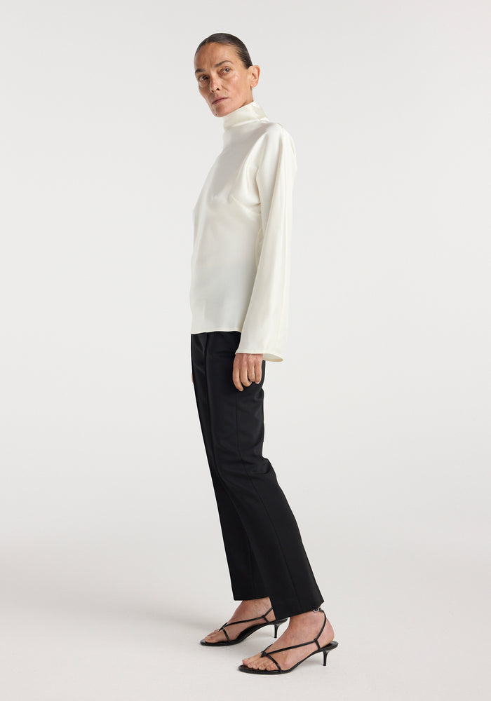 Satin waisted top | cream
