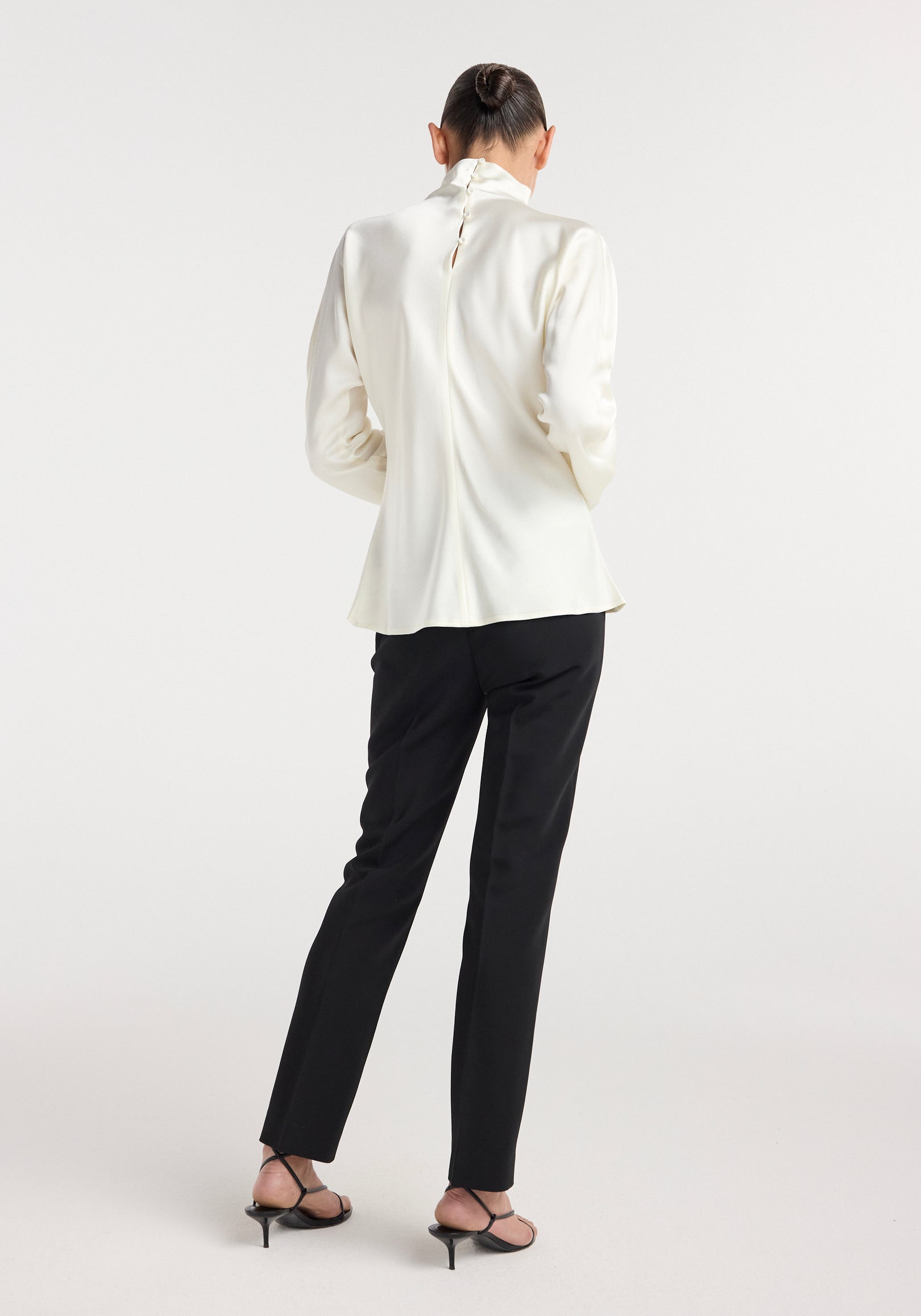 Satin waisted top | cream