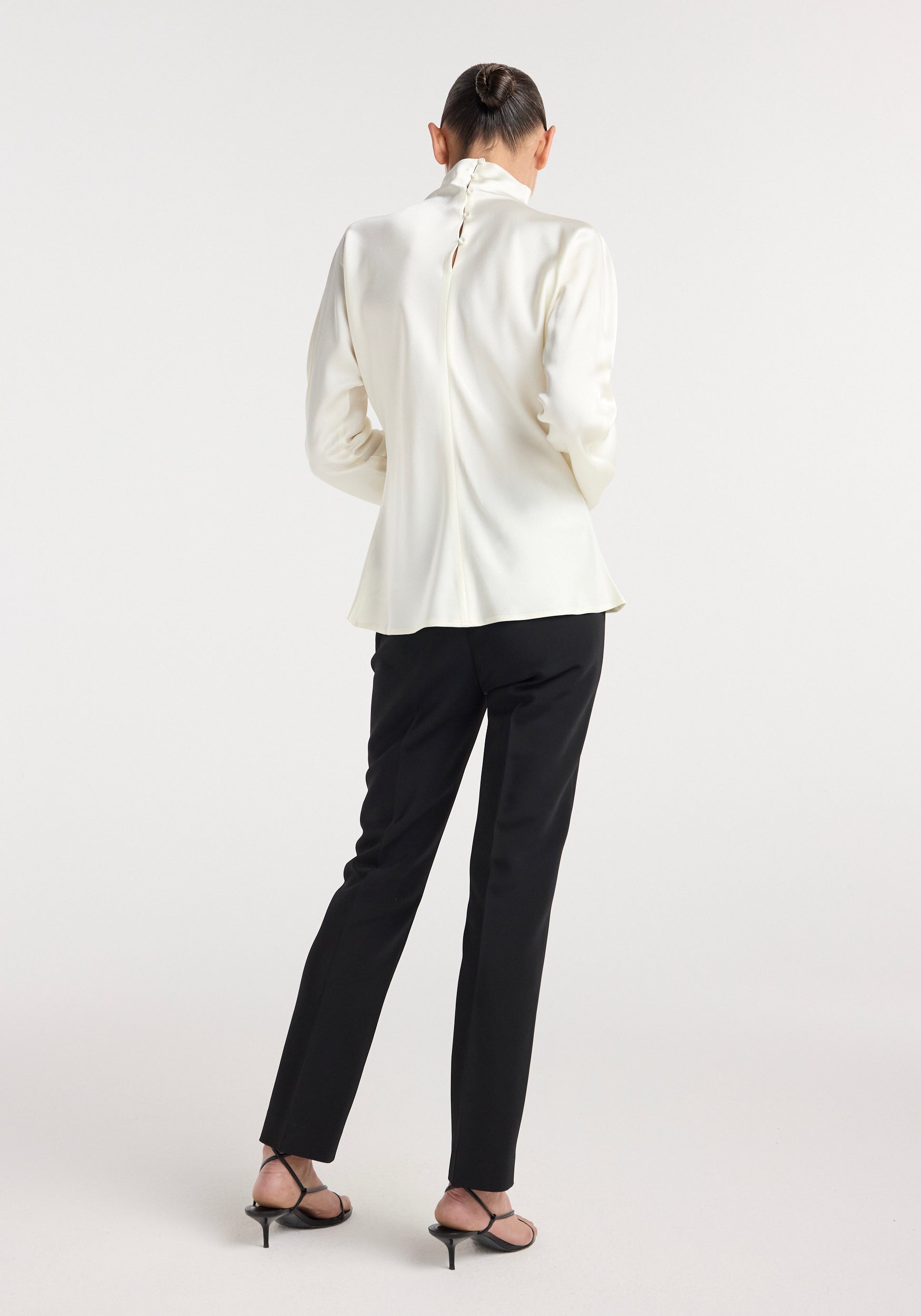 Satin waisted top | cream