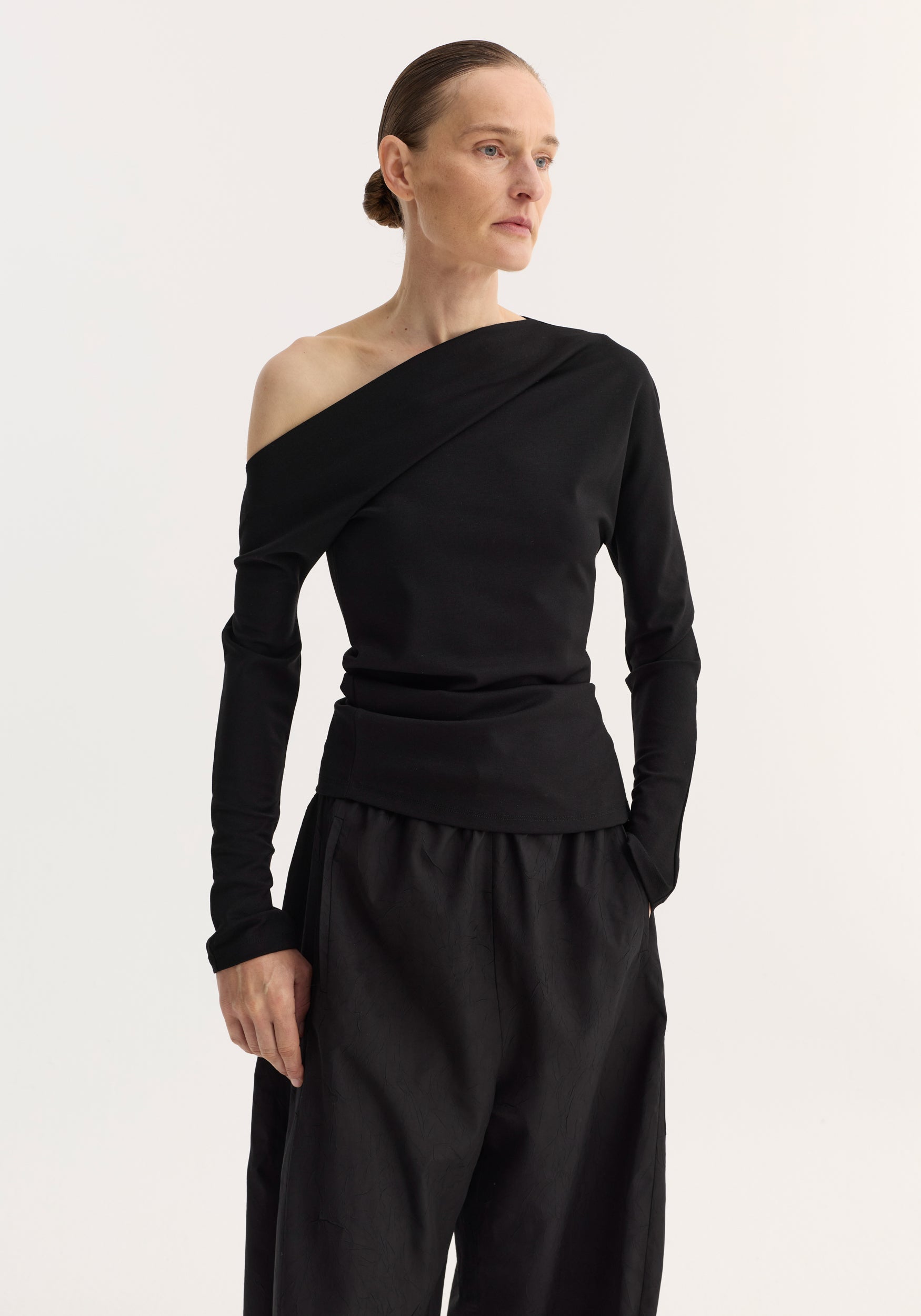 Twisted jersey top | black