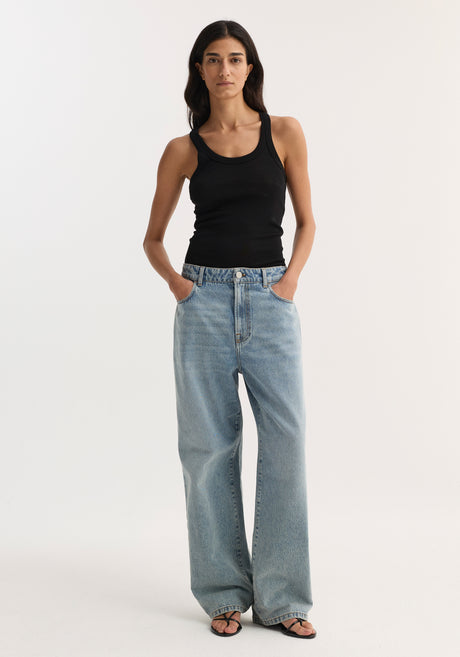 Merino scoop neck top | black