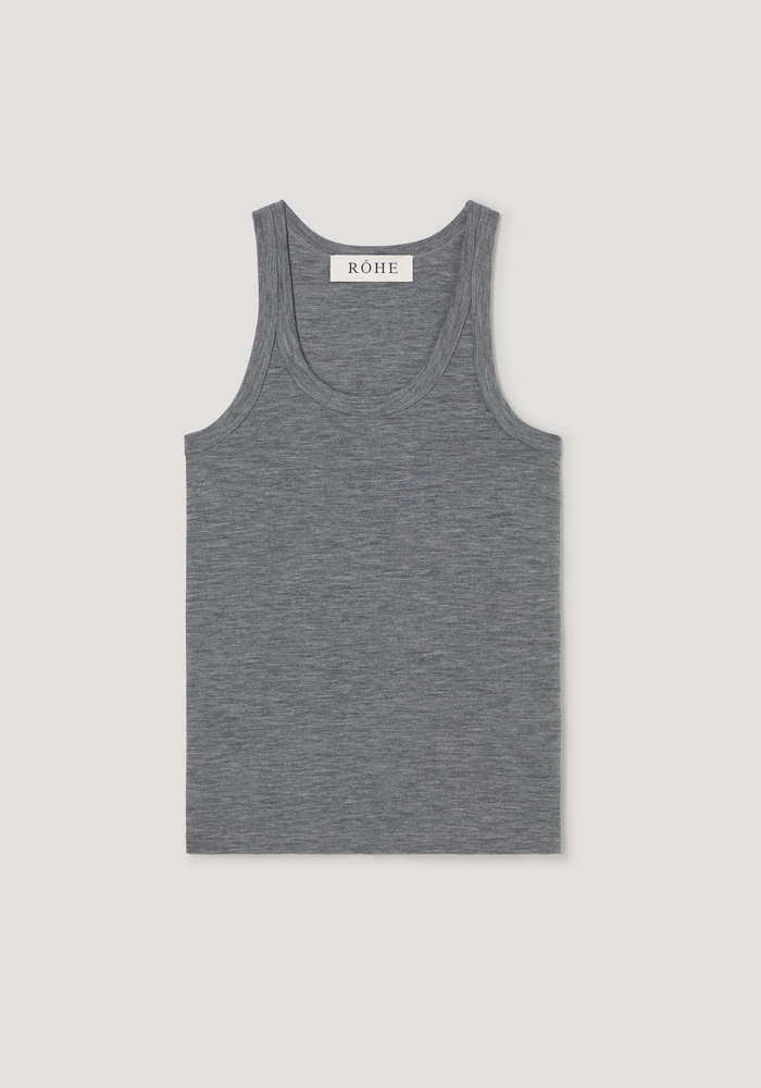 Merino scoop neck top | mid grey melange
