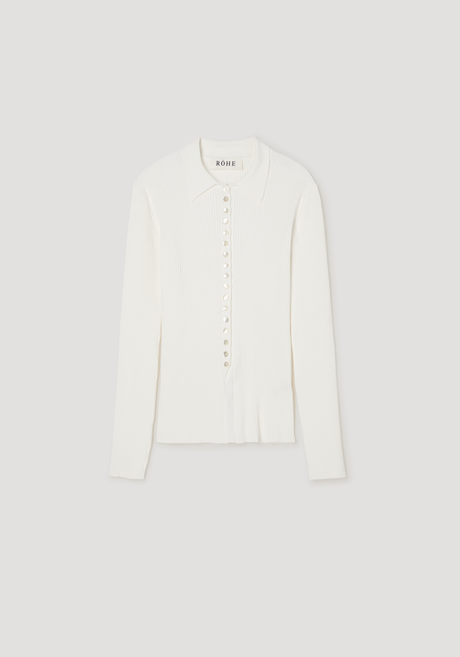 Elongated rib cardigan | off white