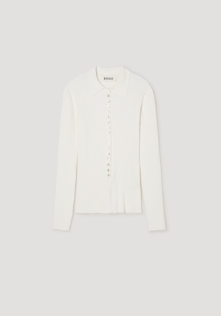 Elongated rib cardigan | off white