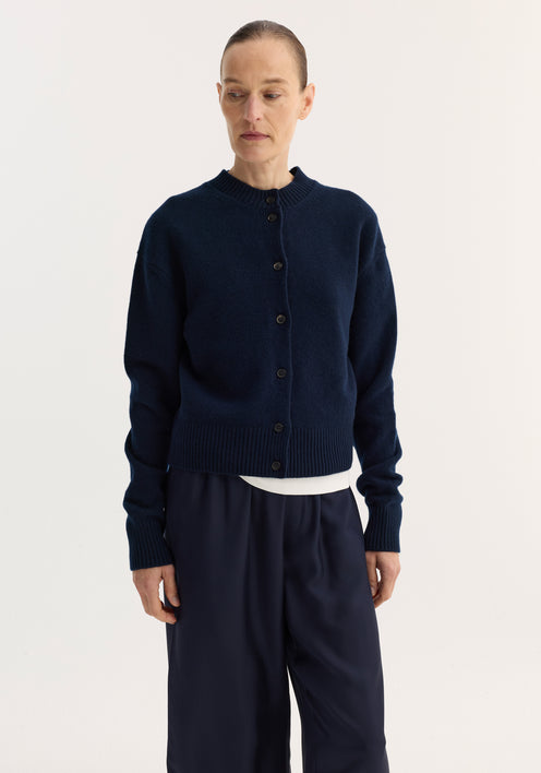 Short boiled cardigan | navy