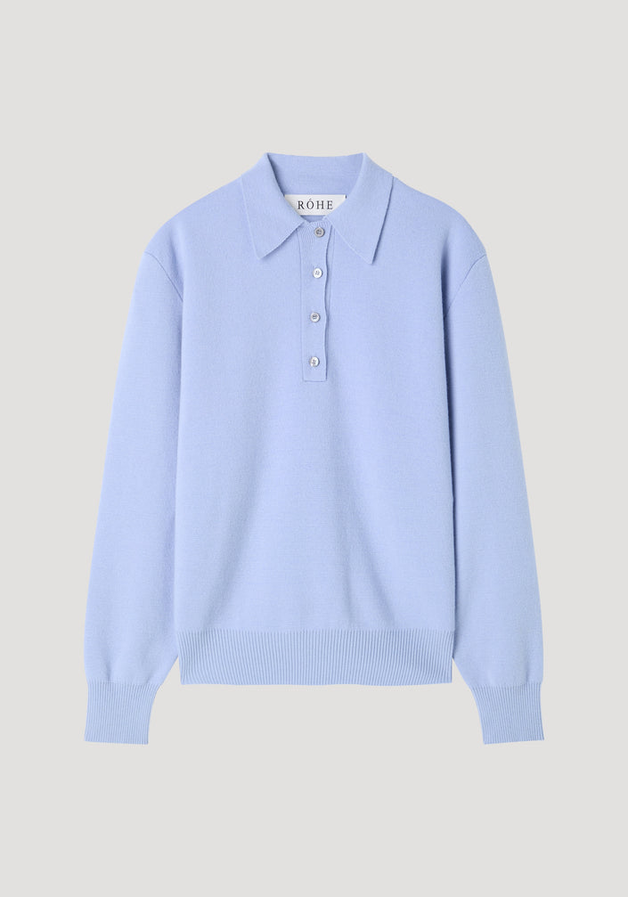 Compact knitted polo | baby blue